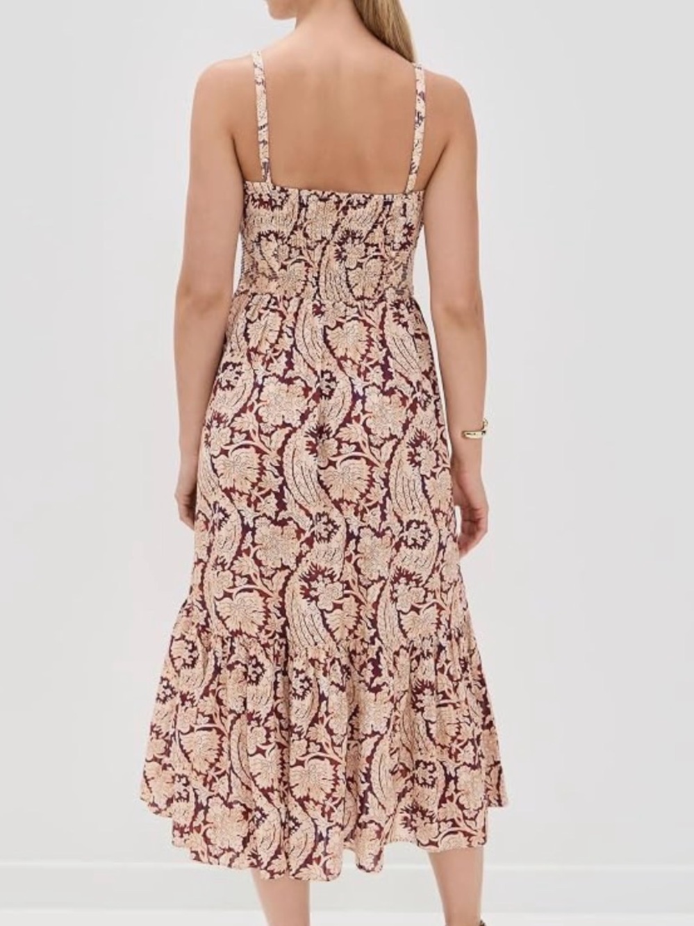 Ulla Johnson Amaranthus Floral Midi Dress Burgundy Cream - Picture 2 of 9